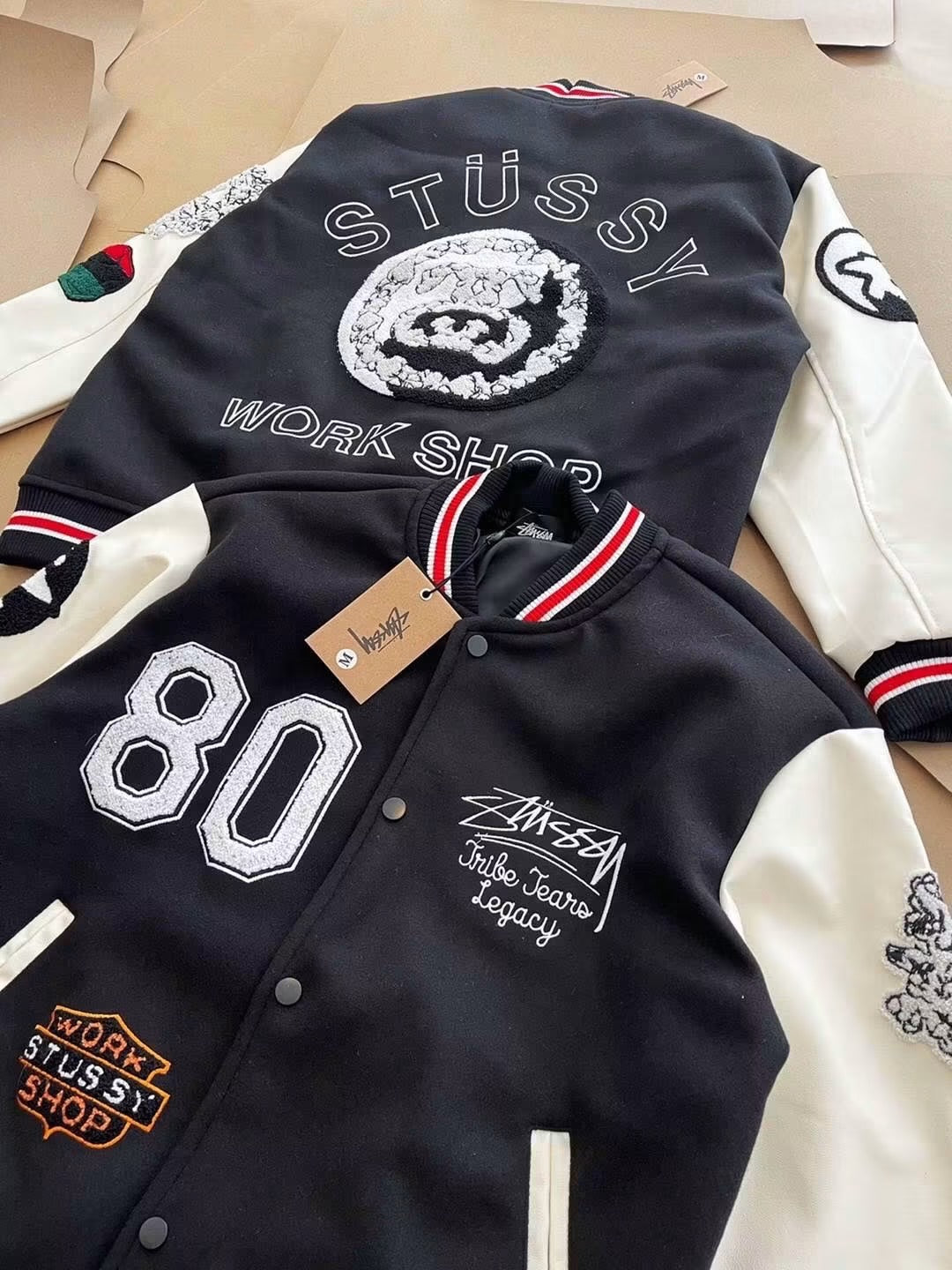 STUSSY WORK SHOP VARSITY JACKET