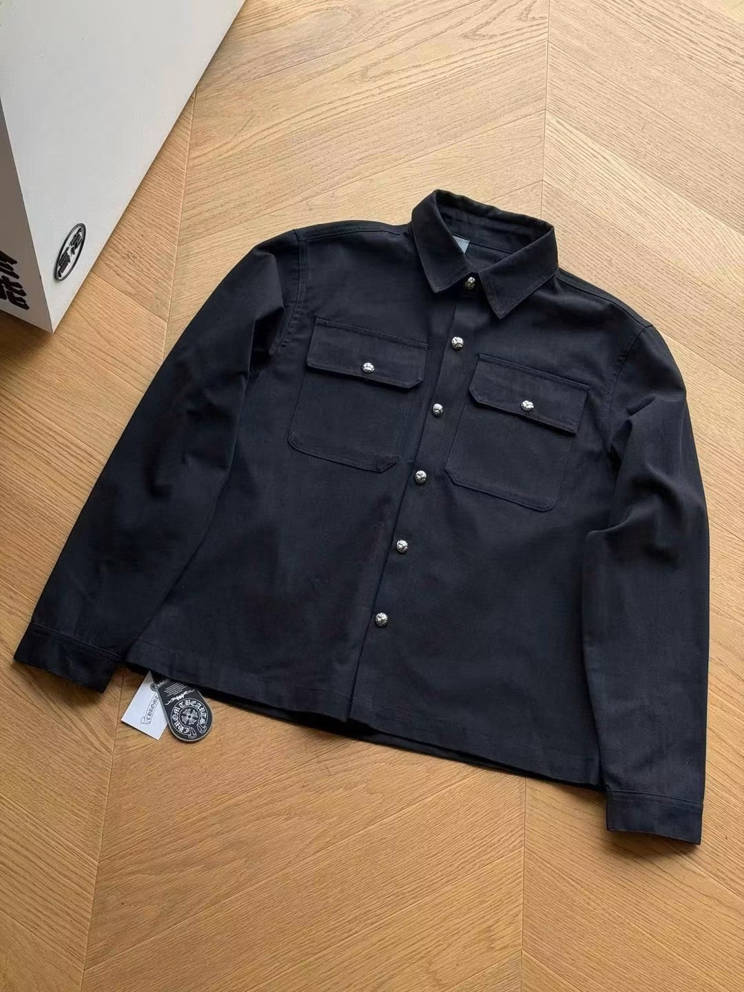 CHROME HEARTS CROSS BUTTON WORK POLO LONGSLEEVE