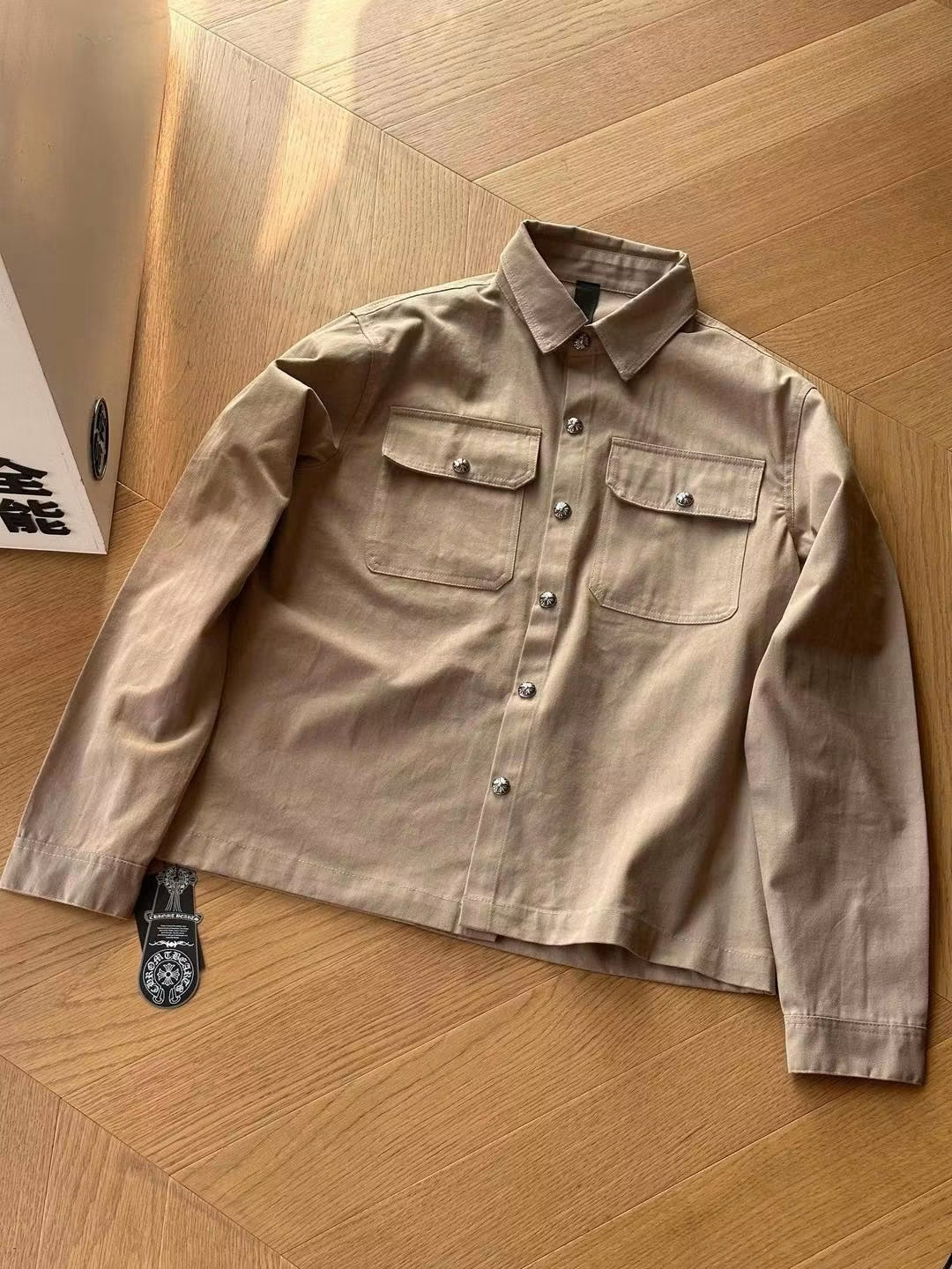 CHROME HEARTS CROSS BUTTON WORK POLO LONGSLEEVE