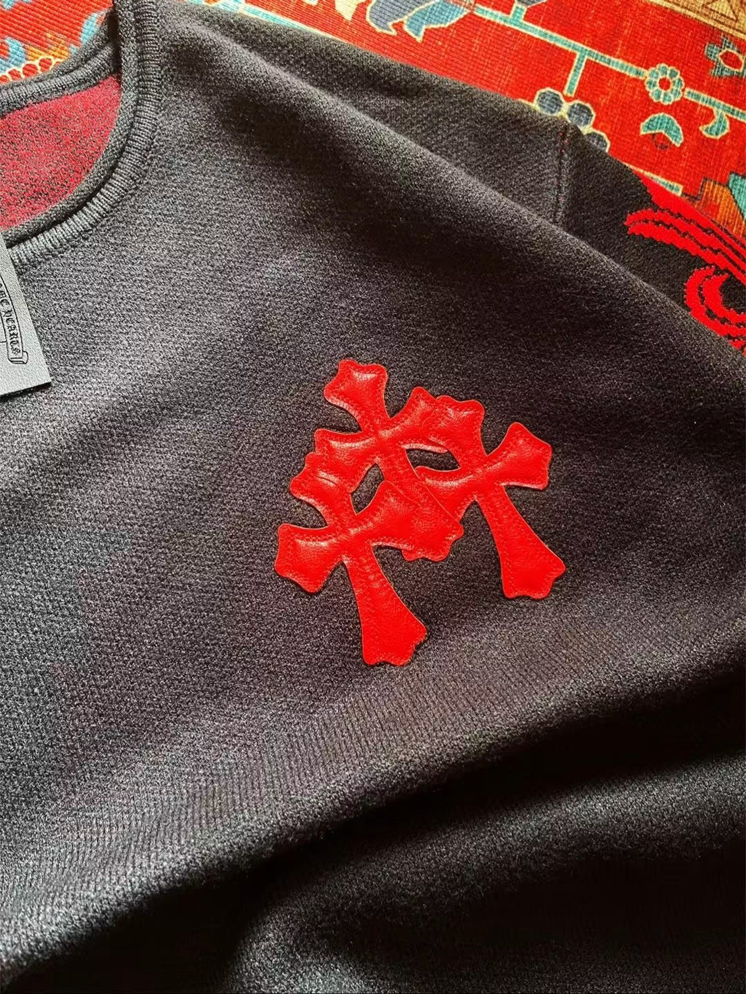 CHROME HEARTS CROSS FLORAL KNIT SWEATER