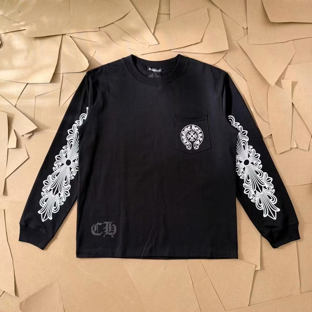 CHROME HEARTS FLORAL HORSESHOE SLEEVE POCKET LONGSLEEVE