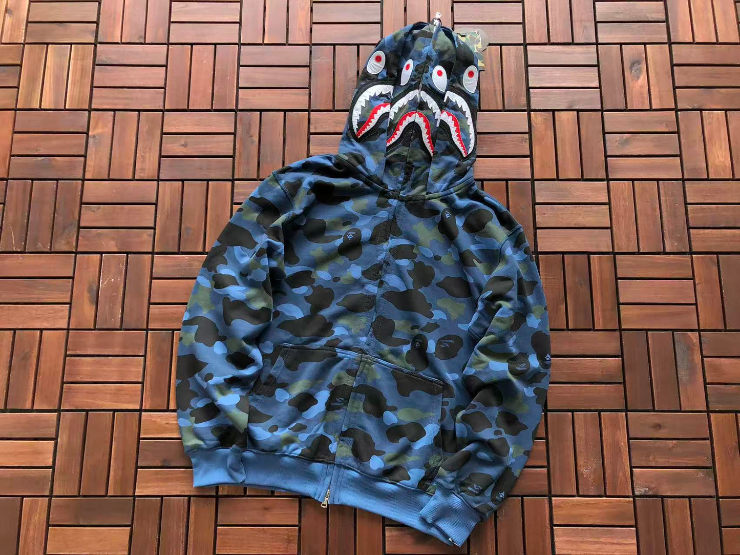 BAPE SHARK DOUBLE HOOD CAMOUFLAGE HOODIE