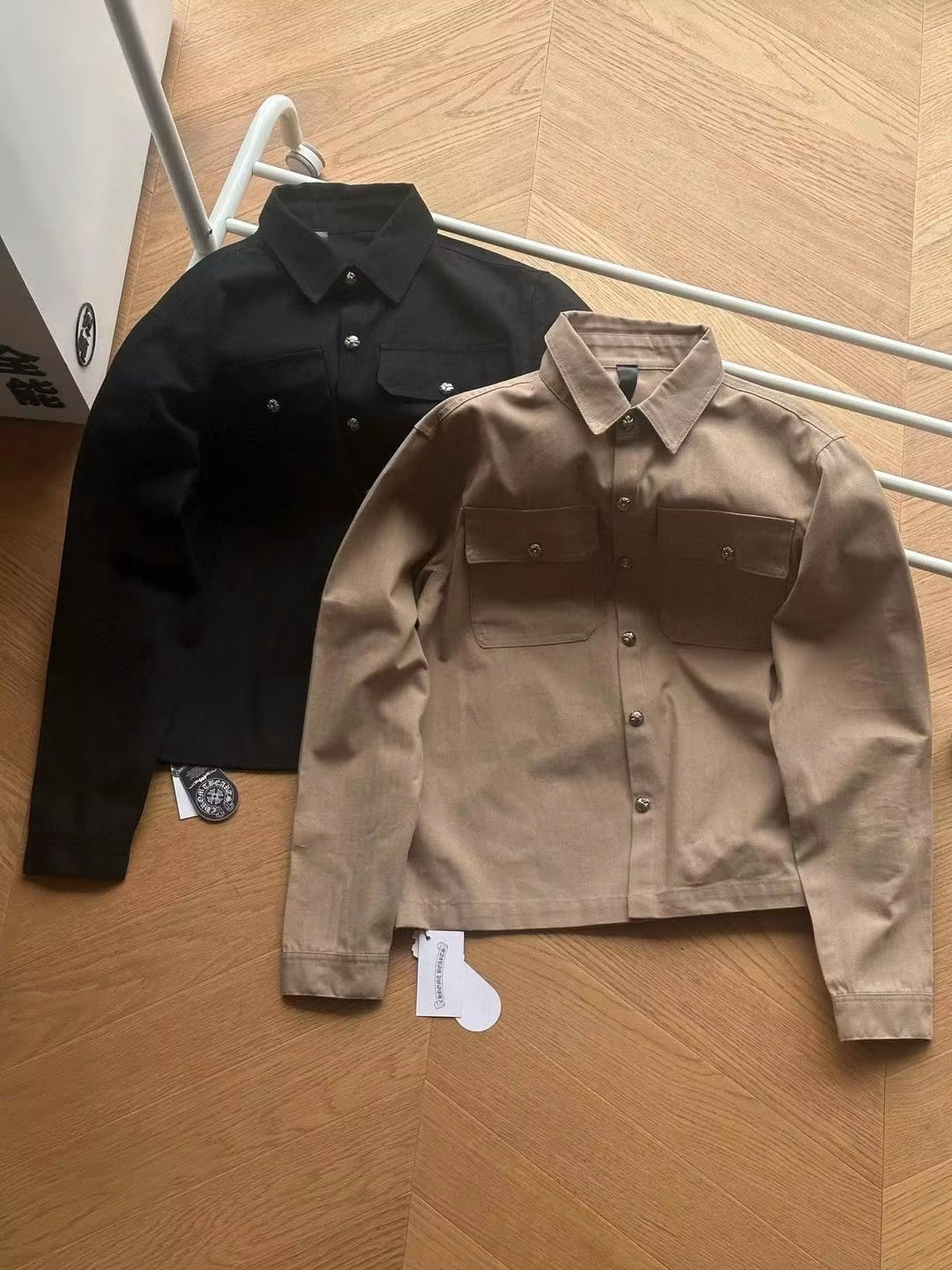 CHROME HEARTS CROSS BUTTON WORK POLO LONGSLEEVE