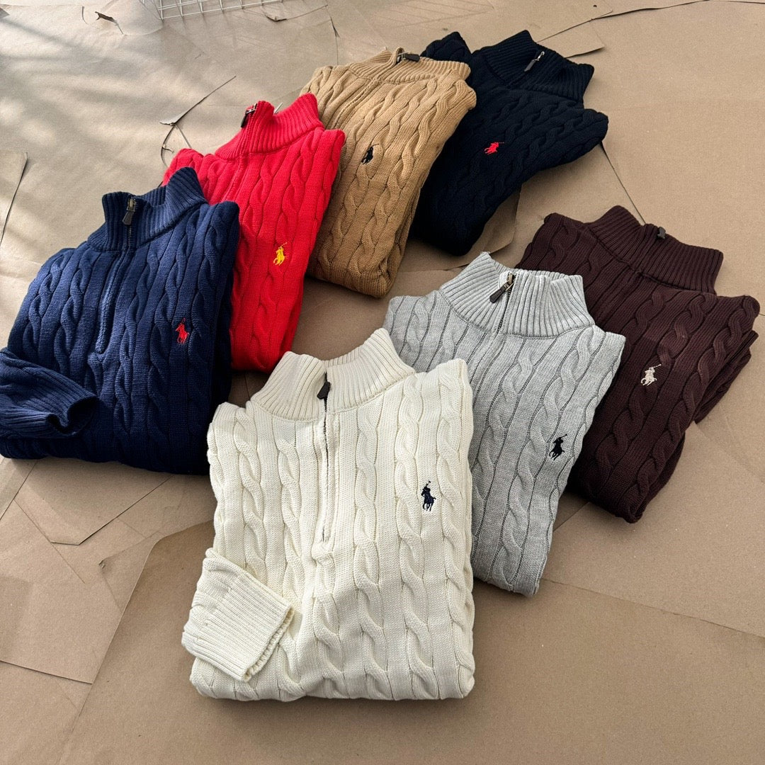 RALPH LAUREN KNITTED HALF ZIP SWEATER