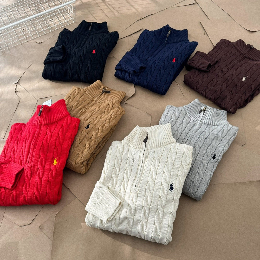 RALPH LAUREN KNITTED HALF ZIP SWEATER