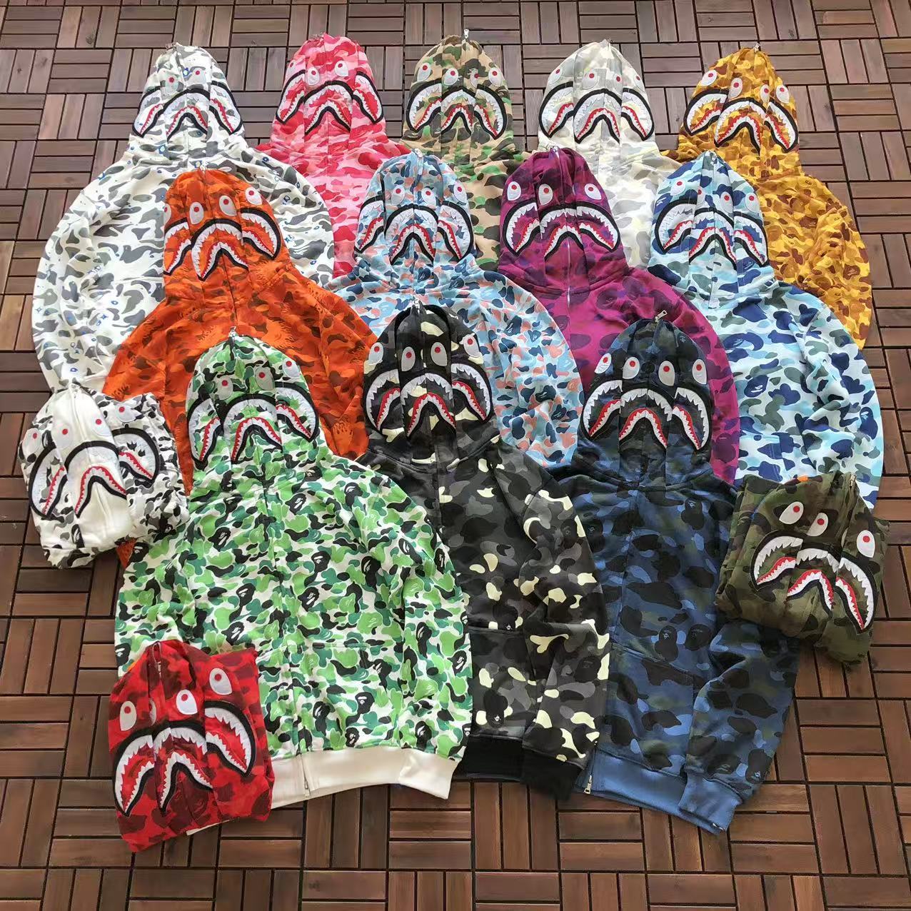 BAPE SHARK DOUBLE HOOD CAMOUFLAGE HOODIE
