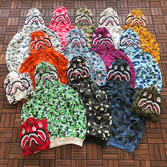 BAPE SHARK DOUBLE HOOD CAMOUFLAGE HOODIE