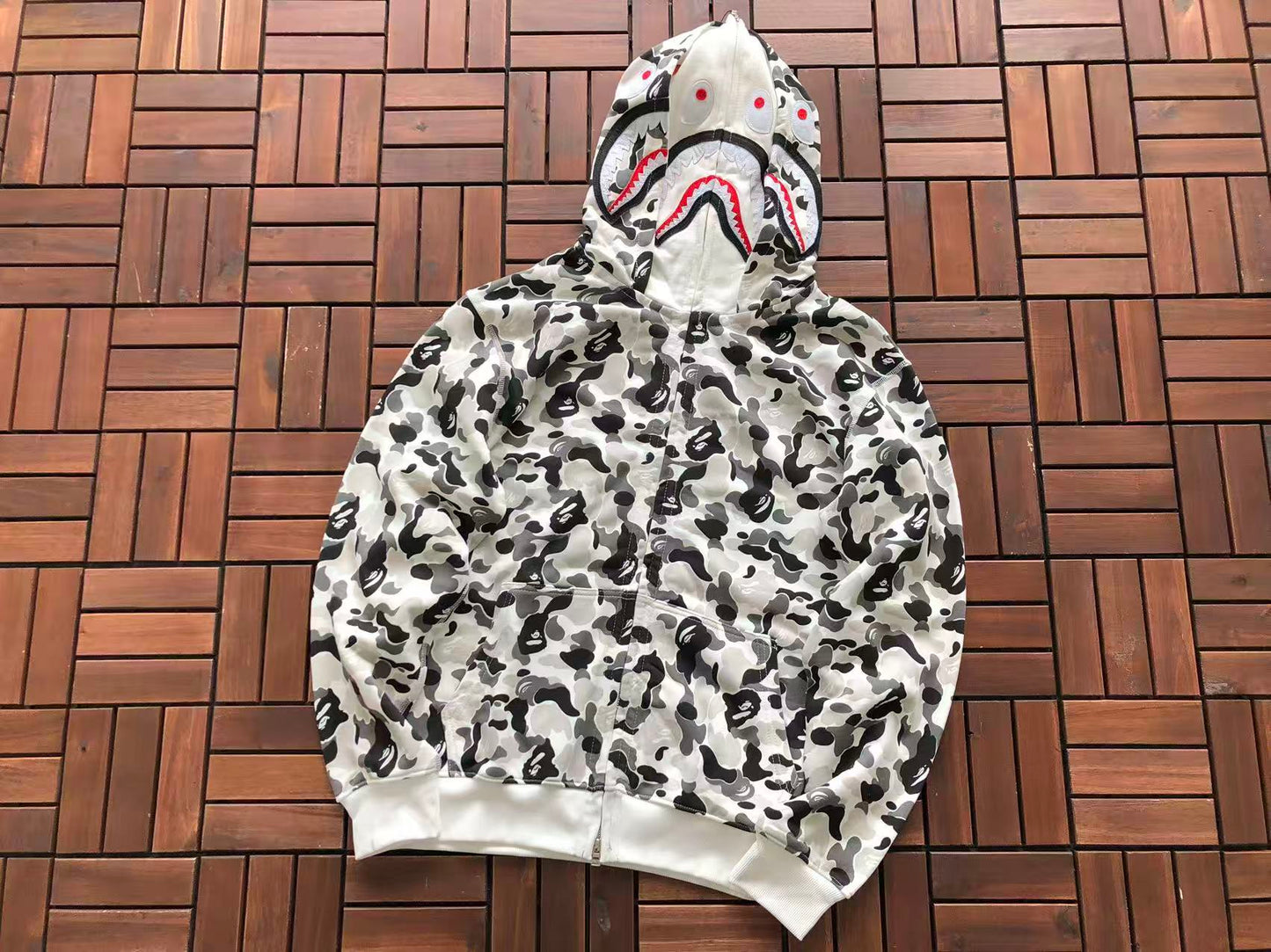 BAPE SHARK DOUBLE HOOD CAMOUFLAGE HOODIE