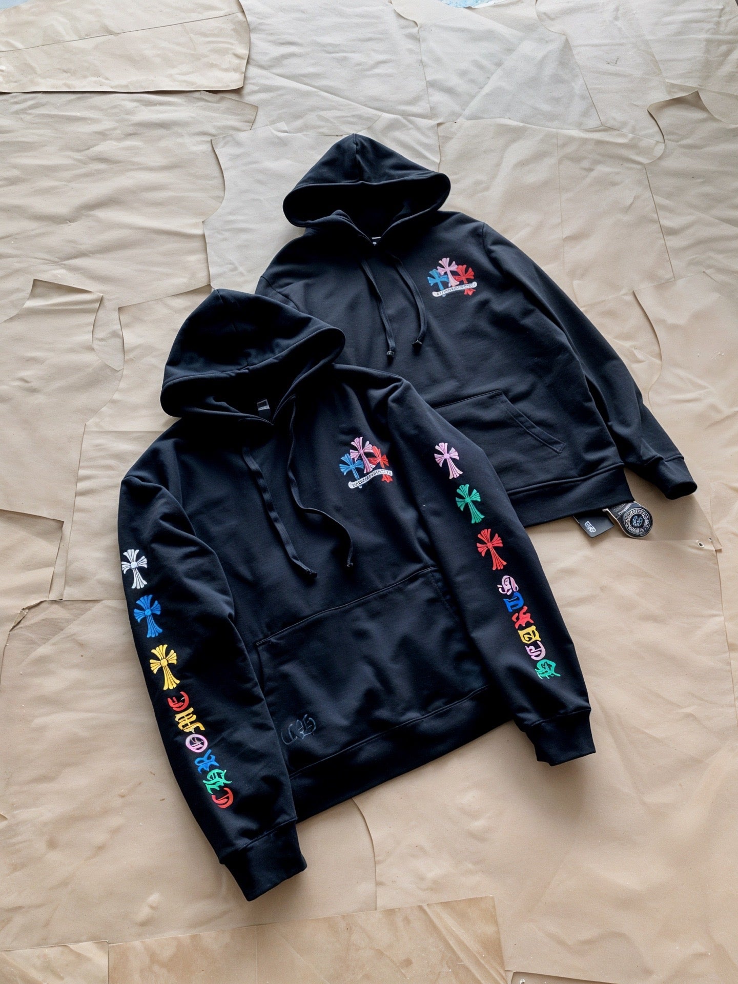 CHROME HEARTS MULTI COLOR CROSS PATCH HOODIE