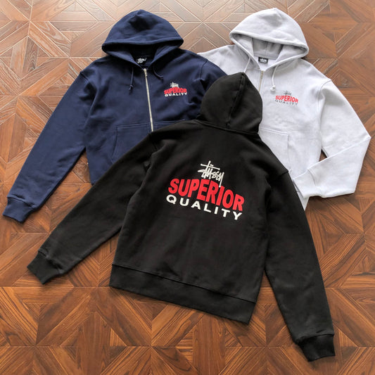 STUSSY SUPERIOR QUALITY ZIPPED HOODIE
