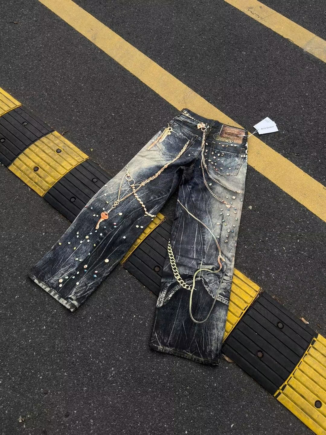 ACNE STUDIOS TROMPE L’OEIL KEYCHAINS JEANS