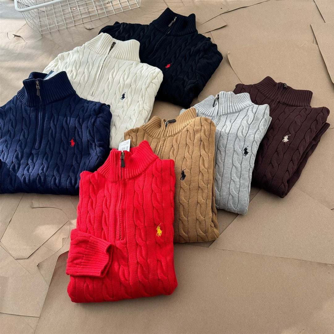 RALPH LAUREN KNITTED HALF ZIP SWEATER
