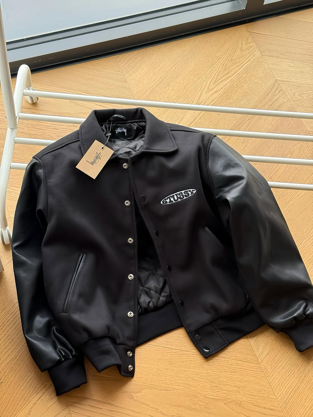STUSSY GLOBE VARSITY JACKET
