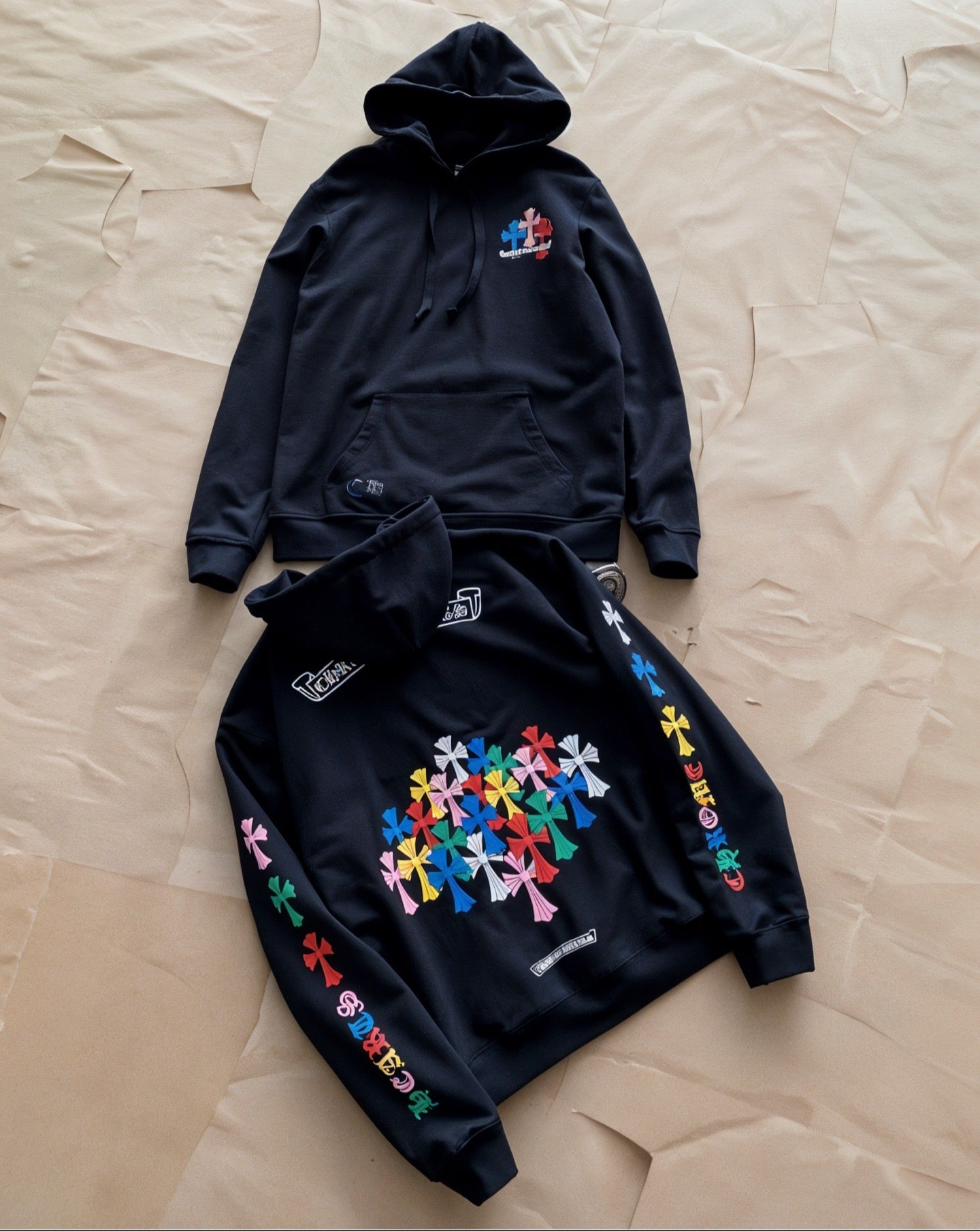 CHROME HEARTS MULTI COLOR CROSS PATCH HOODIE
