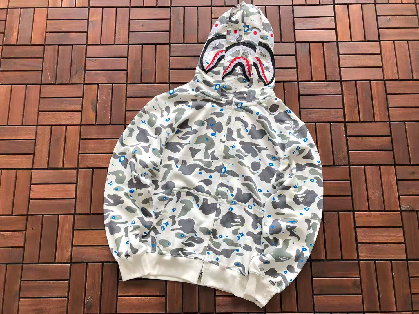BAPE SHARK DOUBLE HOOD CAMOUFLAGE HOODIE