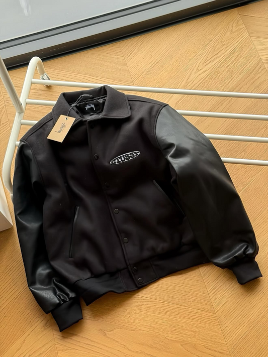 STUSSY GLOBE VARSITY JACKET