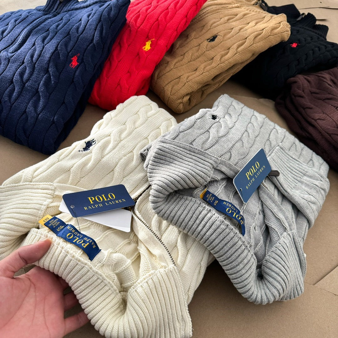 RALPH LAUREN KNITTED HALF ZIP SWEATER