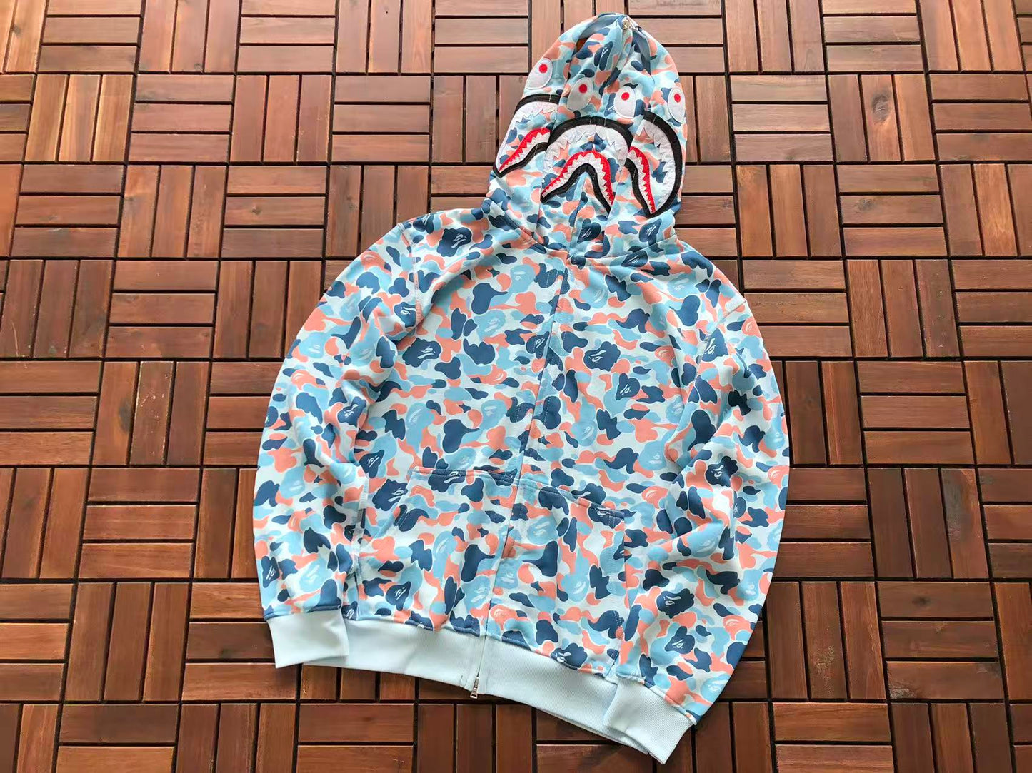 BAPE SHARK DOUBLE HOOD CAMOUFLAGE HOODIE