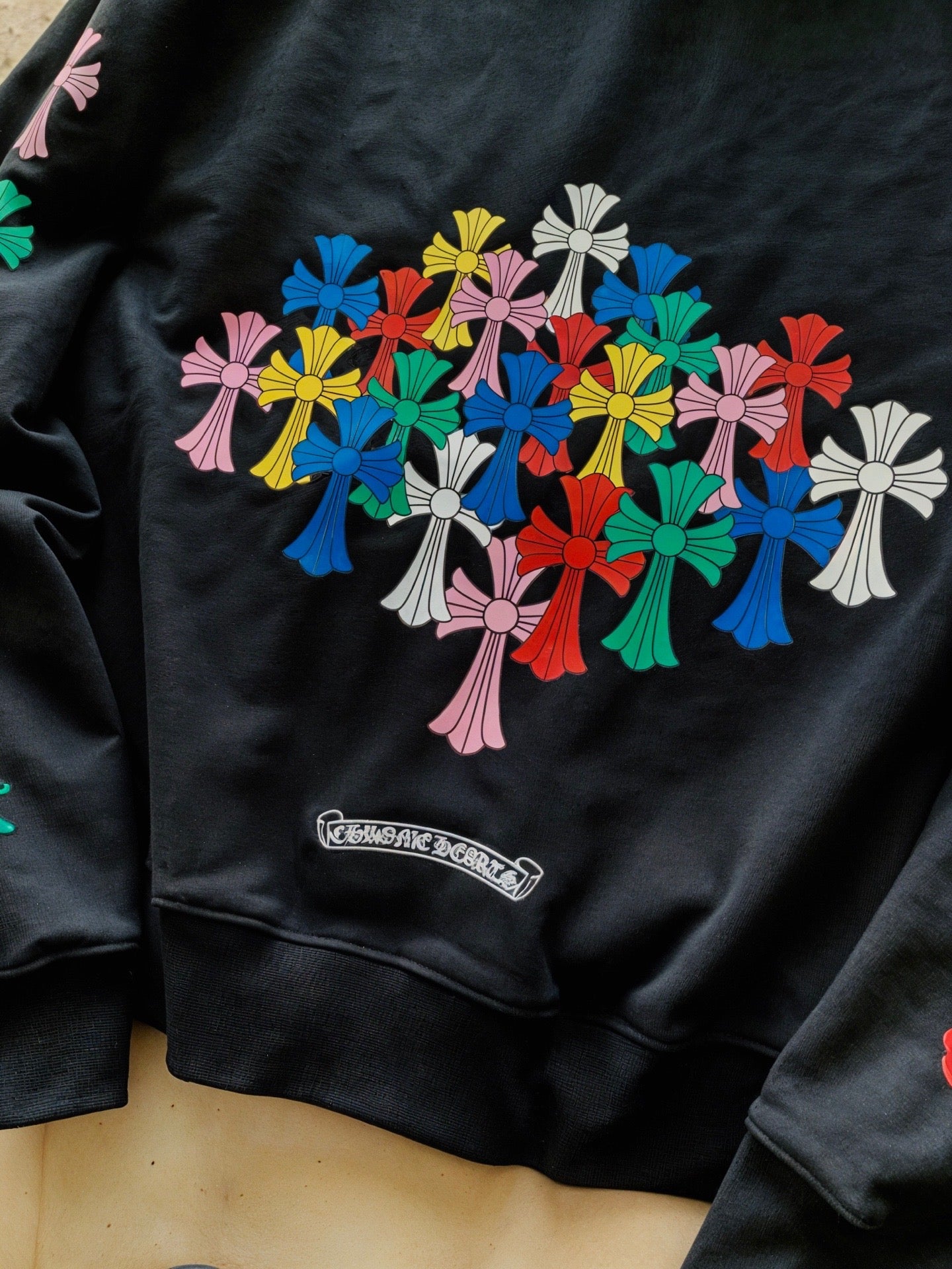 CHROME HEARTS MULTI COLOR CROSS PATCH HOODIE