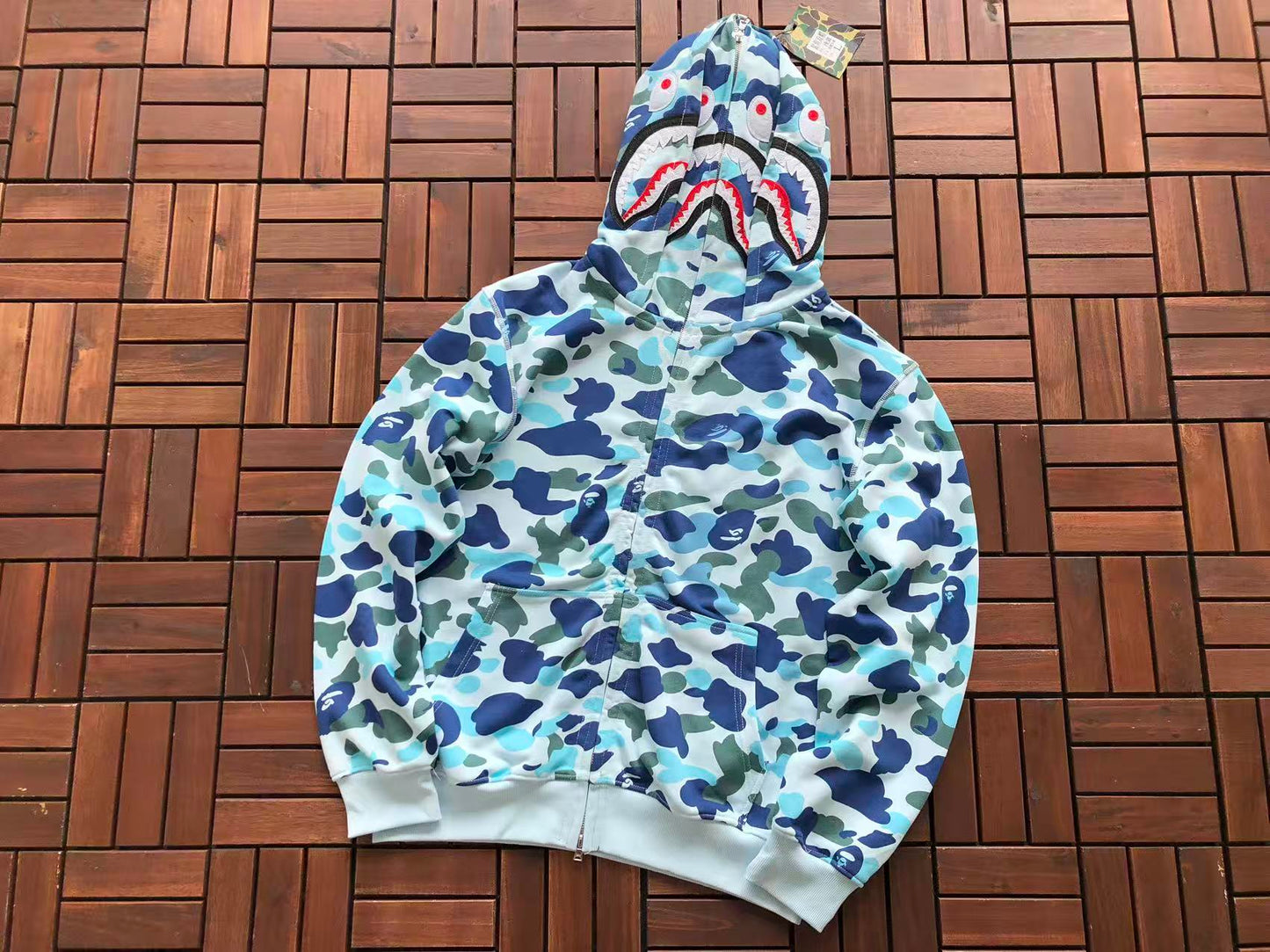 BAPE SHARK DOUBLE HOOD CAMOUFLAGE HOODIE