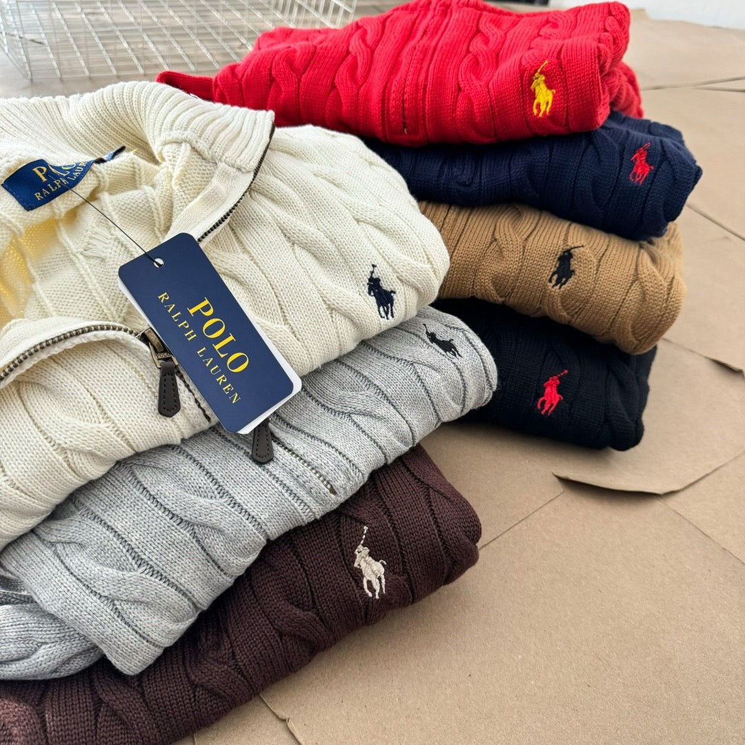 RALPH LAUREN KNITTED HALF ZIP SWEATER