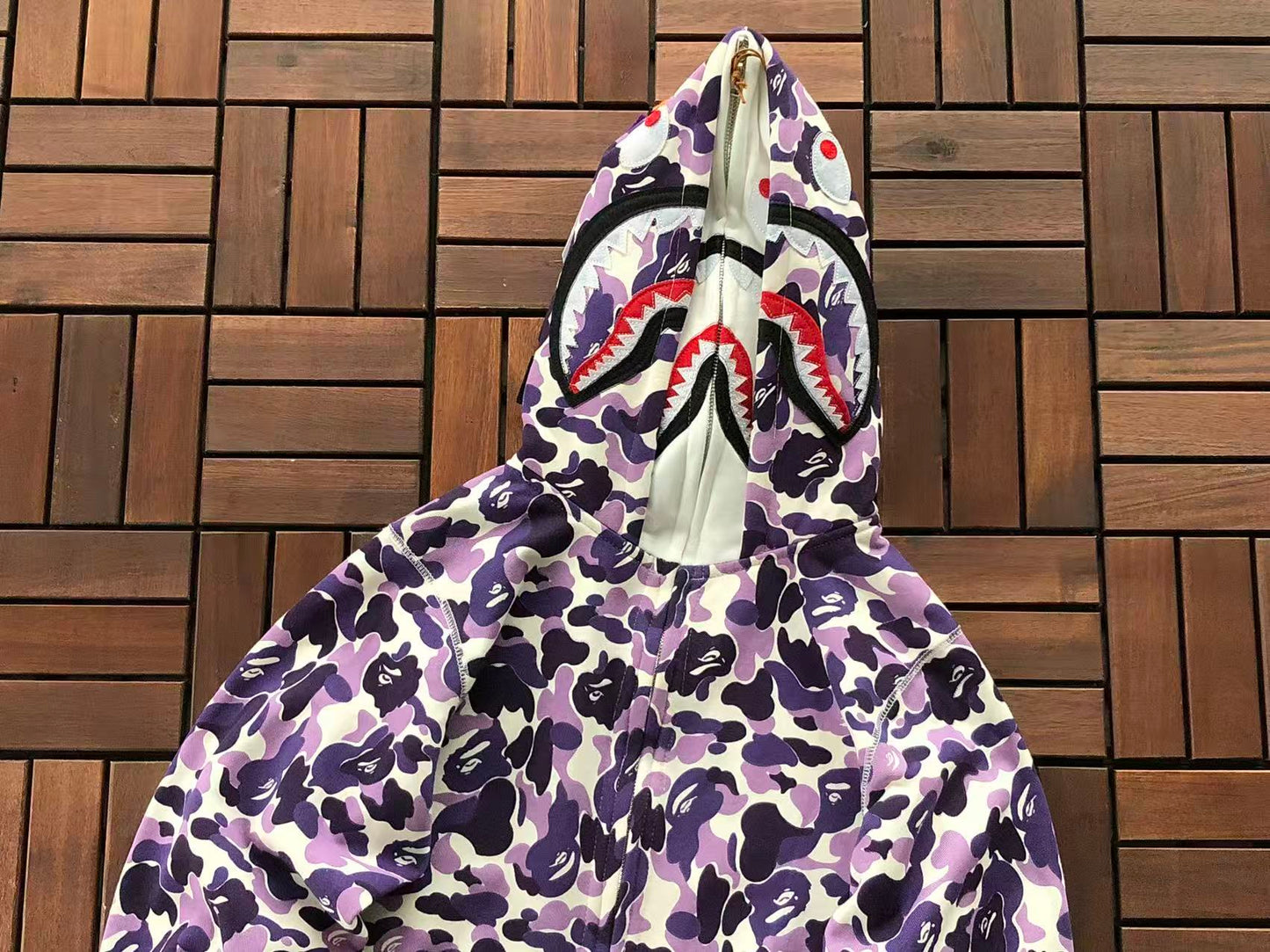 BAPE SHARK DOUBLE HOOD CAMOUFLAGE HOODIE