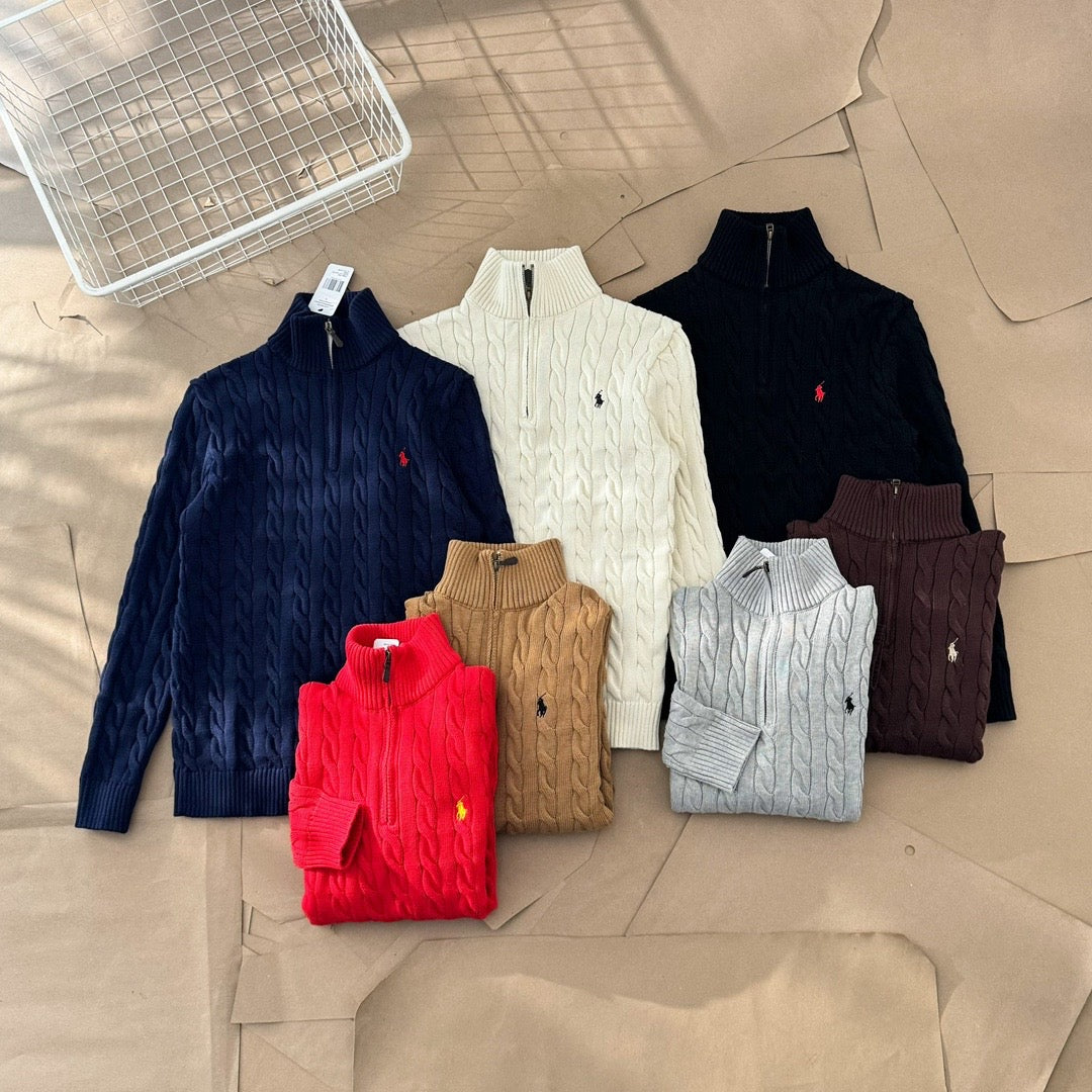 RALPH LAUREN KNITTED HALF ZIP SWEATER