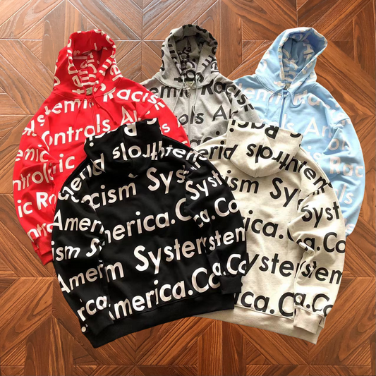 DENIM TEARS X ARTHUR JAFA SYSTEMIC RACISM HOODIE