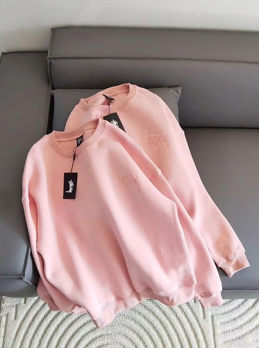 STUSSY EMBROIDERED PINK SWEATSHIRT