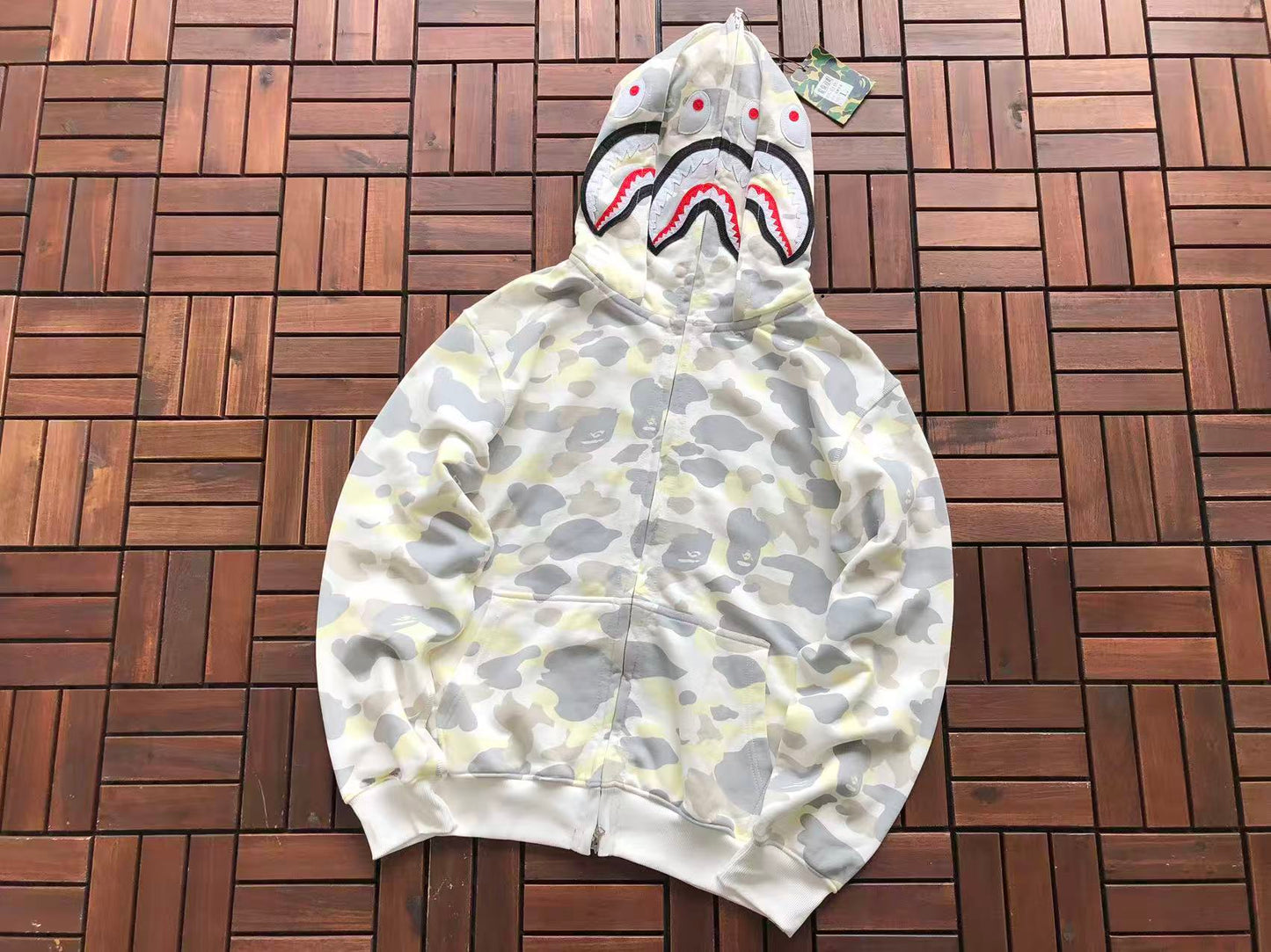 BAPE SHARK DOUBLE HOOD CAMOUFLAGE HOODIE