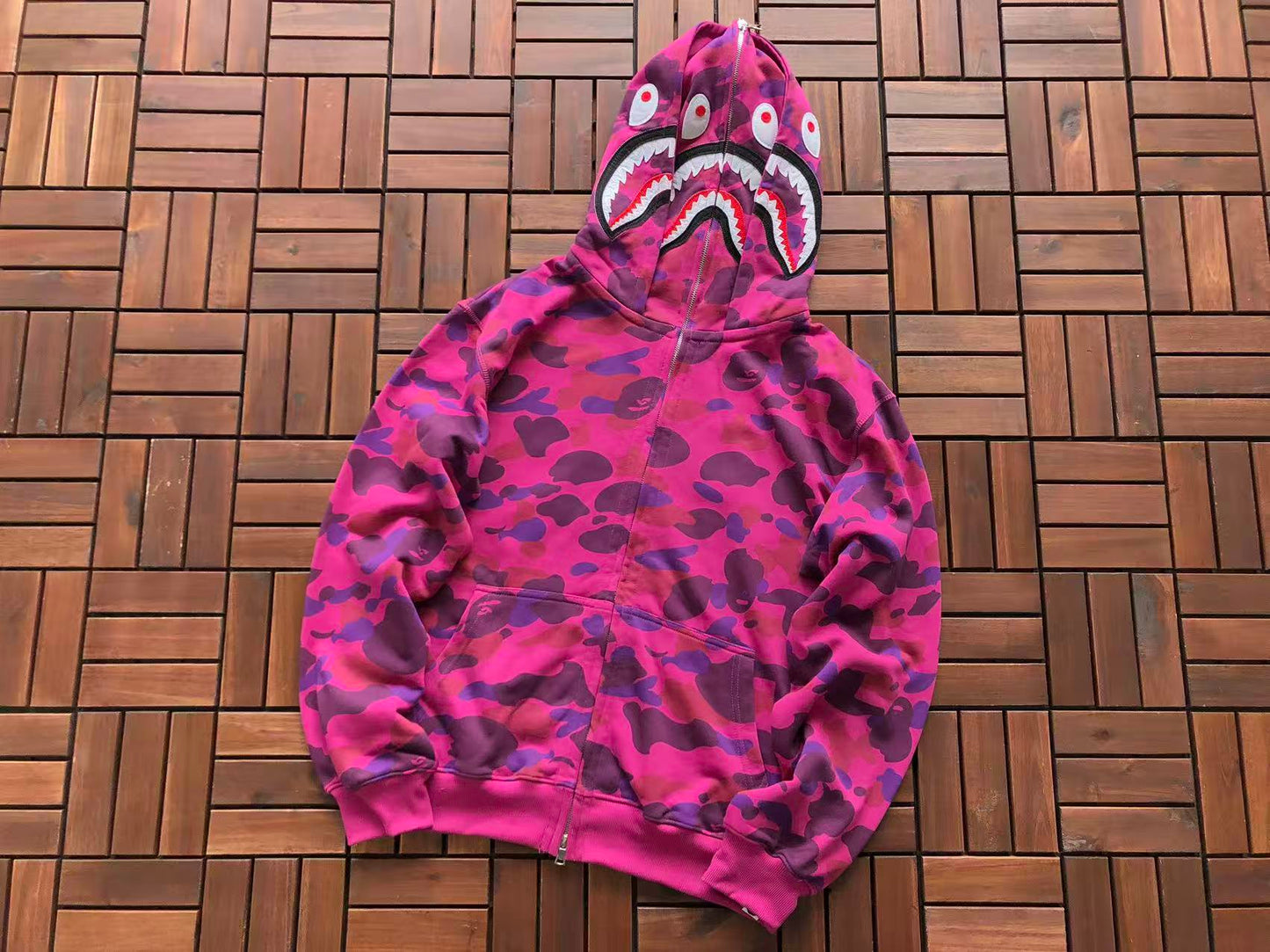 BAPE SHARK DOUBLE HOOD CAMOUFLAGE HOODIE