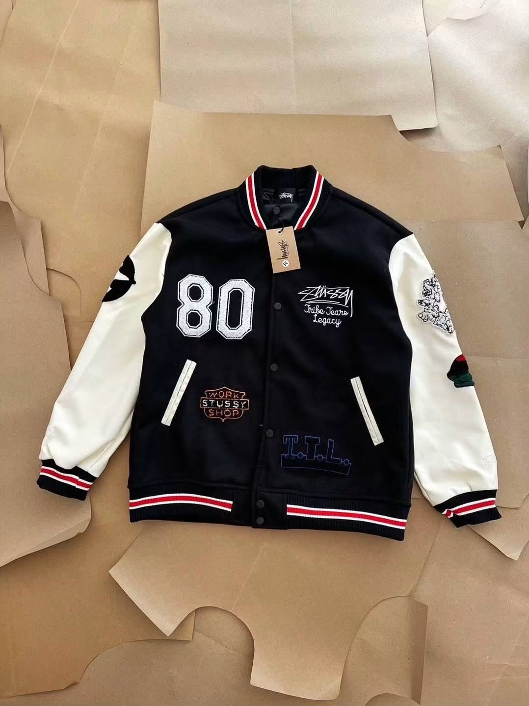 STUSSY WORK SHOP VARSITY JACKET