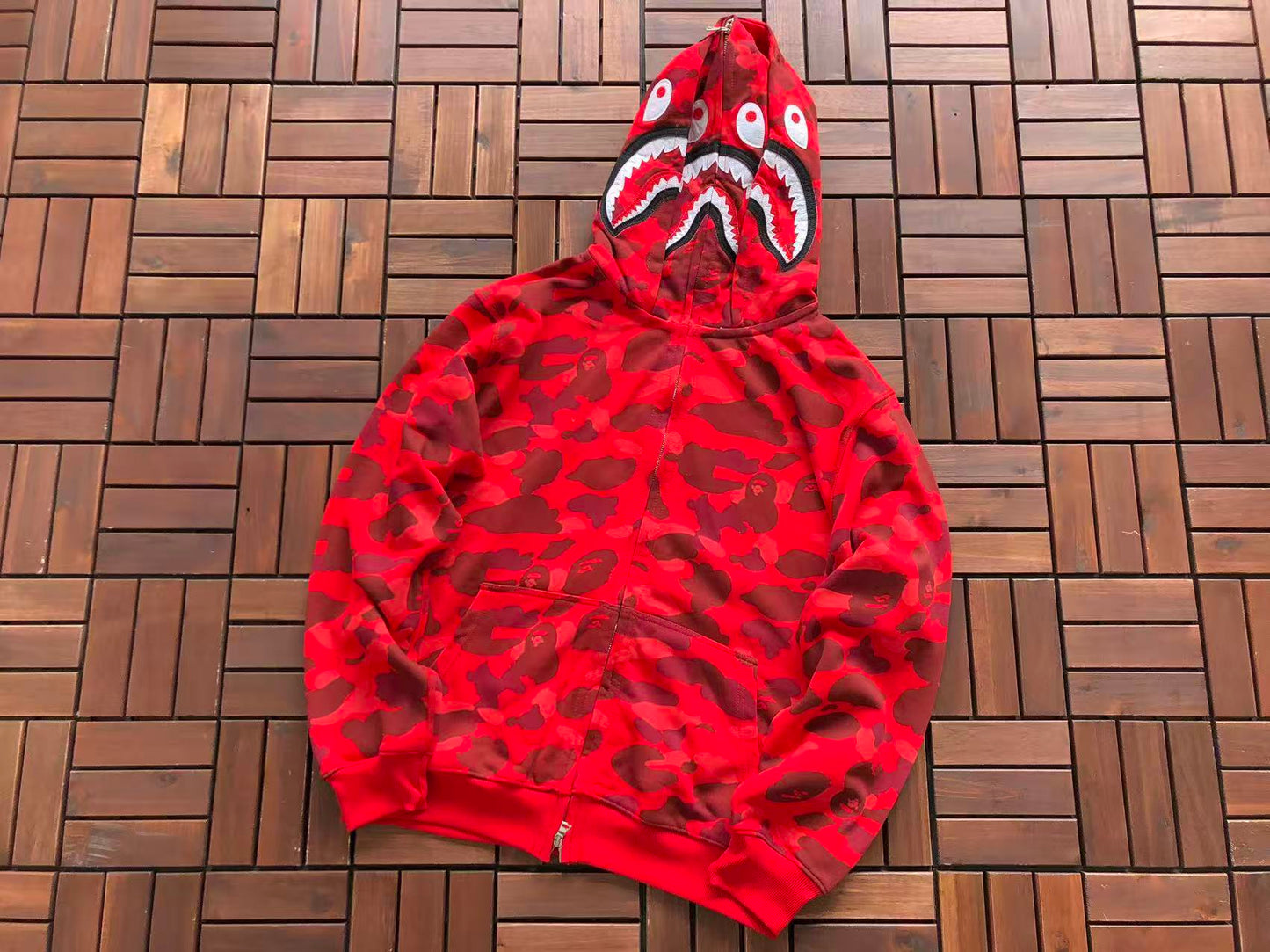 BAPE SHARK DOUBLE HOOD CAMOUFLAGE HOODIE