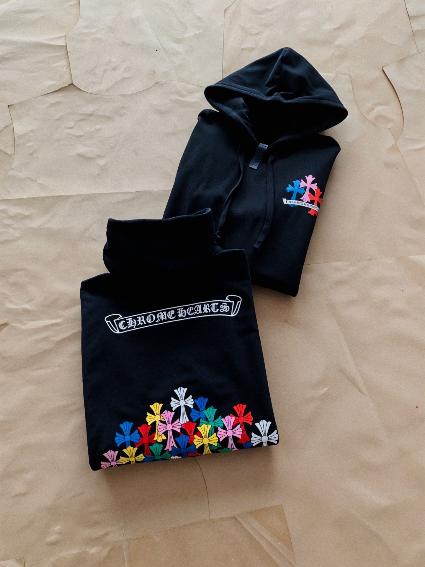 CHROME HEARTS MULTI COLOR CROSS PATCH HOODIE