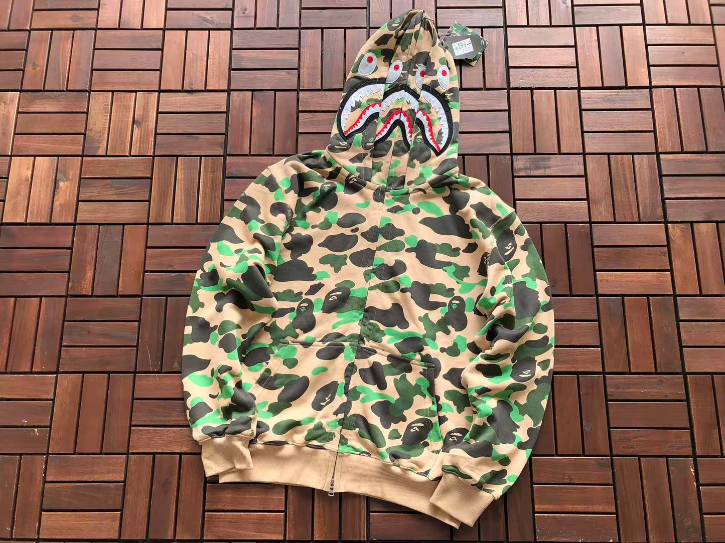 BAPE SHARK DOUBLE HOOD CAMOUFLAGE HOODIE