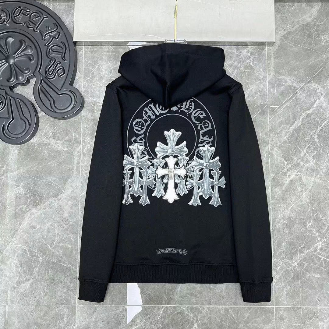 CHROME HEARTS CEMETERY CROSS HORSESHOE HOODIE