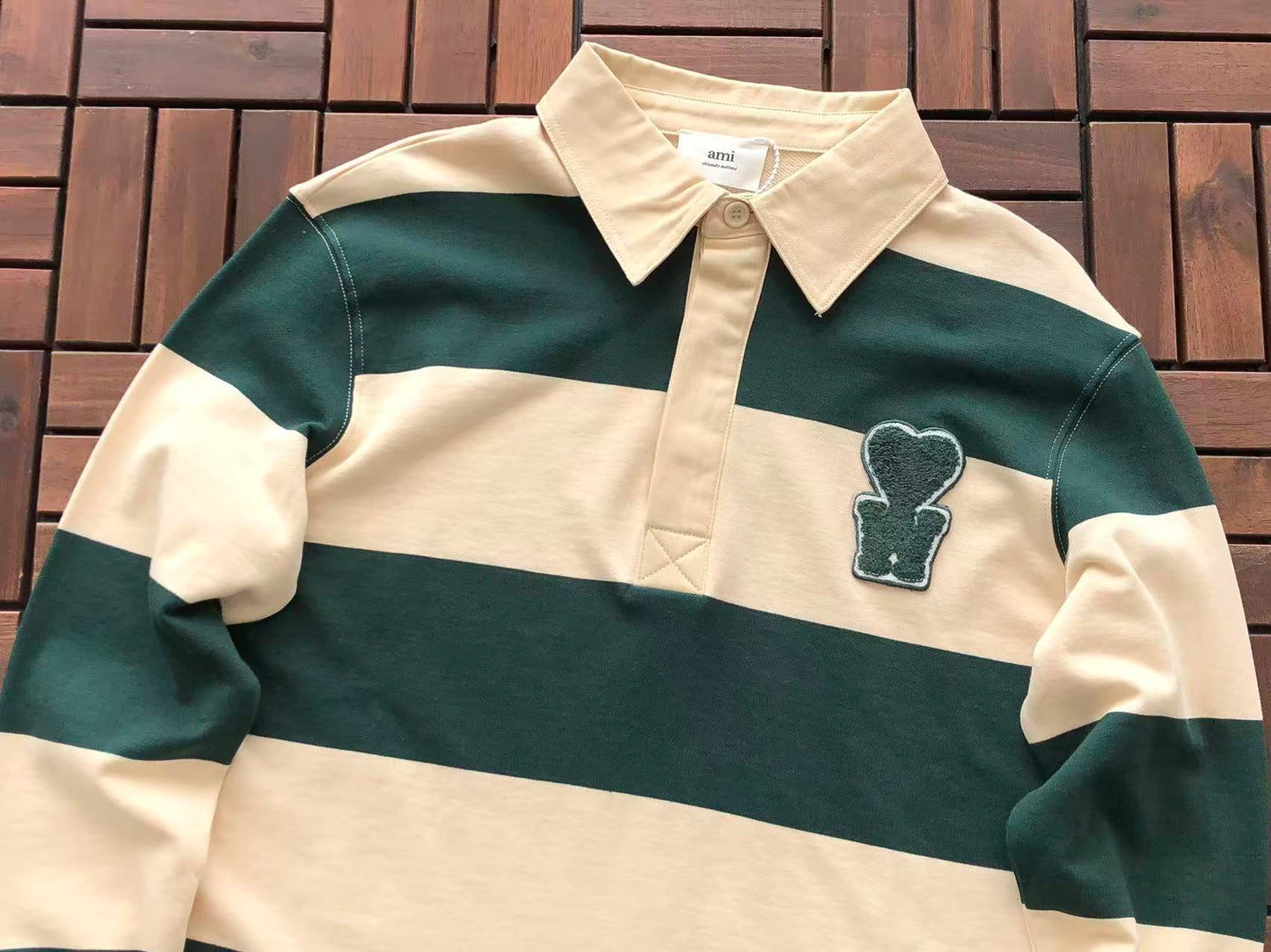 AMI STRIPED POLO LONGSLEEVE