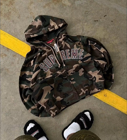 SUPREME X B.B. SIMON ZIP UP WOOD LAND HOODIE