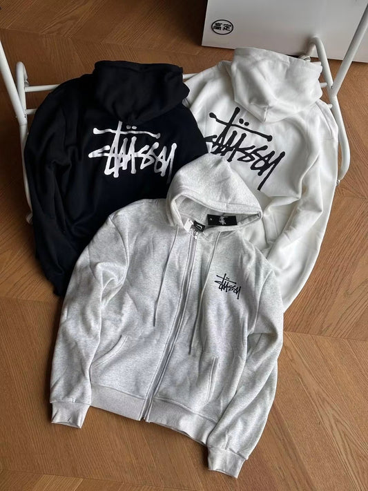 STUSSY BASIC ZIPPED HOODIE